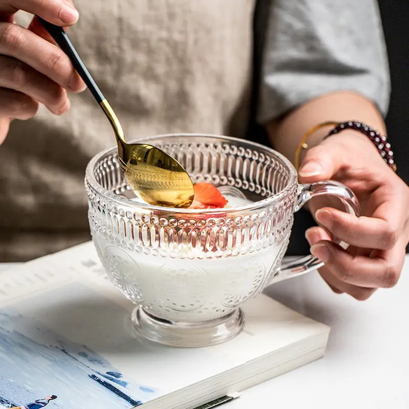 

Простой Ресторан фрукты молоко завтрак стеклянная чашка ложка домашняя посуда домашняя комната настольная чашка для фруктов салата чаша Д...