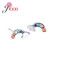 100 925 solid real sterling silver fine jewelry colorful aaa cz stone rainbow cloud stud earring for women girl party gifts
