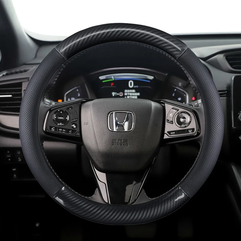 

38CM Genuine Leather Steering Wheel Covers for Honda Accord City Civic Fit Brio CRV HRV Mobilio Odyssey Accessories