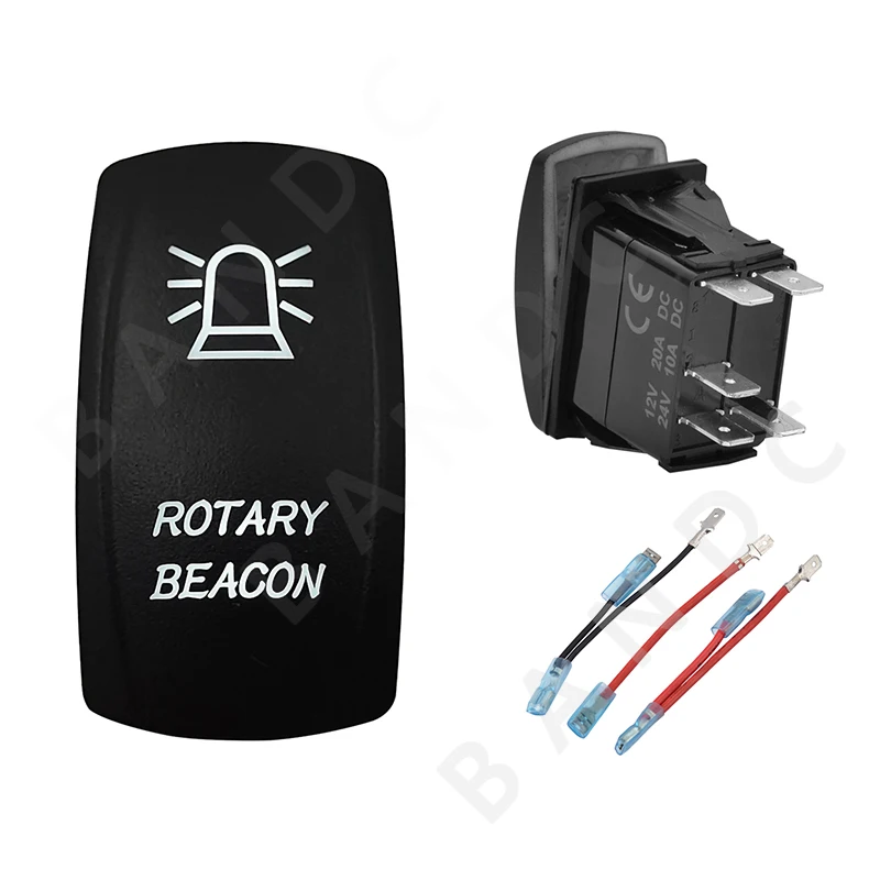 

ROTARY BEACON Rocker Switch 5P ON-OFF SPST White Led Lights Toggle Switch for Marine Vehicle Yacht ，Jumper Wires，Boat Accessory