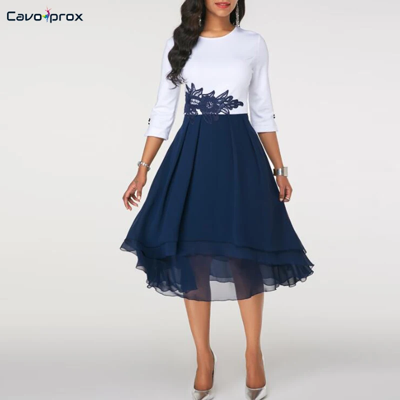 Женское шифоновое платье с рукавом три четверти Повседневное трапециевидной