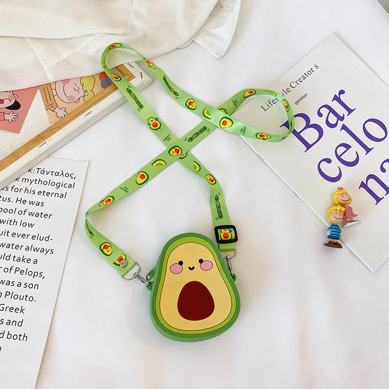 2021 New Silicone Coin Purse Bag Donuts Children Shoulder Handbag Fruit Rainbow Mini Crossbody Small Bag For Kids