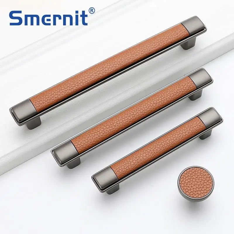 4 шт. ручки для мебели в европейском стиле коричневые кожаные и кухонных шкафов