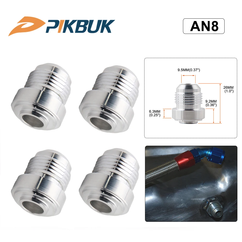 

4PCS/PACK Top Quality Aluminum AN8-AN Straight Male Weld Fitting Adapter Weld Bung Nitrous Hose Fitting Silver