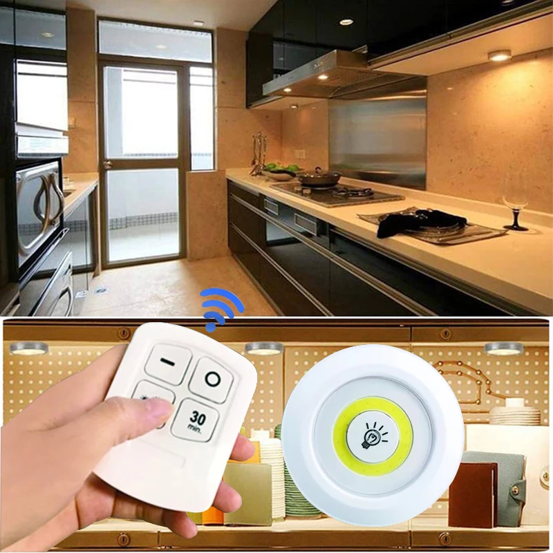 

Dimmable LED Under Cabinet Light with Remote Control Battery Operated LED Closets Lights for Wardrobe Bedroom Bathroom lighting