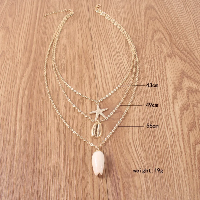 

Luokey Summer Beach Delicate Starfish Conch Shell Necklace Bohemian Multilayer Gold Pendant Necklace For Women Boho Jewelry Gift