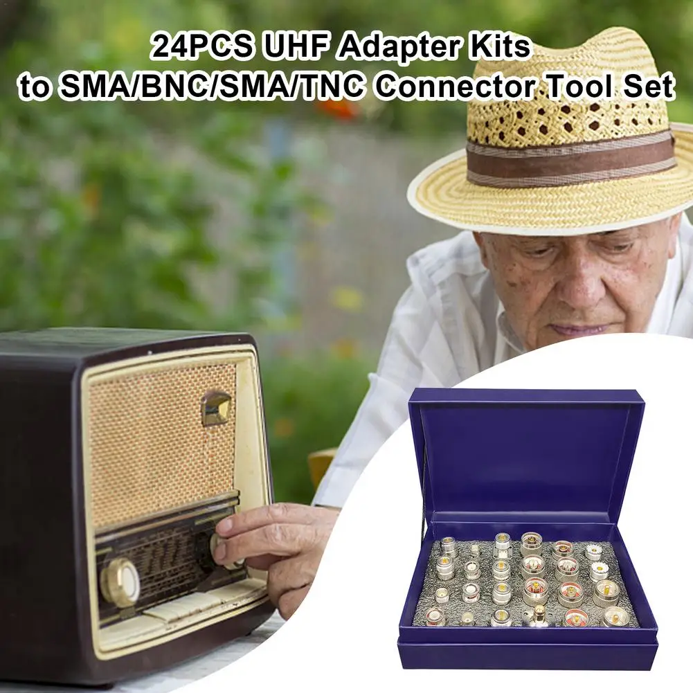 

24PCS UHF Adapter Kits To SMA/BNC/SMA/TNC Connector Tool Set Temperature Measurement Sensing Tools Used For Building Exploration
