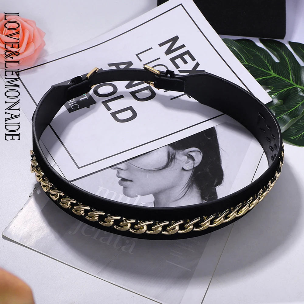 

LOVE & LEMONADE Black Metal Sequined PU Belt ACC0028