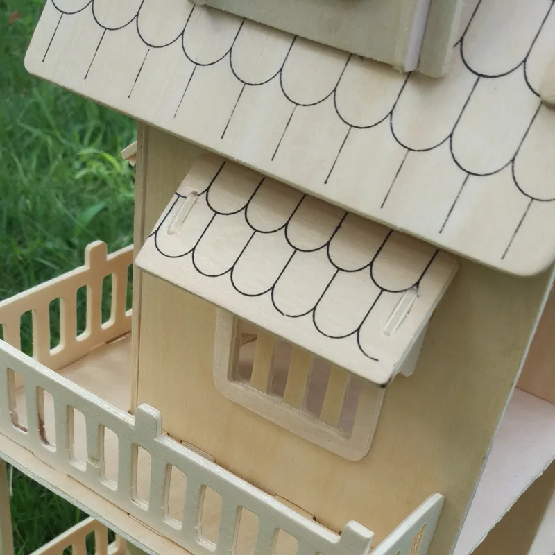 Деревянный 3D головоломка Дом DIY Кукольный дом вилла модель Собранный миниатюрный кукольный домик развивающие ролевые игры игрушки для детей девочек
