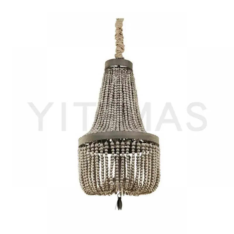 Винтажный деревянный подвесной светильник с бисером в американском стиле
