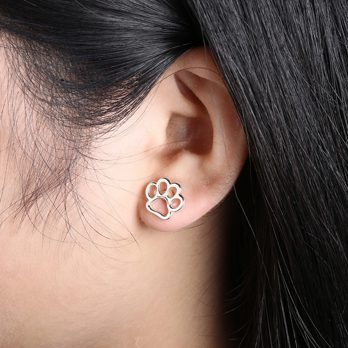 Простые серьги гвоздики с принтом лап для девочек и женщин Корейские Крошечные