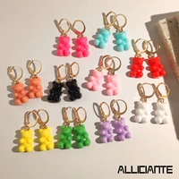2021 new colorful acrylic gummy bear dangle earrings for women cute candy color animal cartoon earring fashion statement jewelry