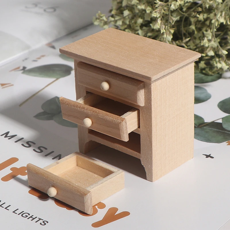 

1/12 миниатюрный деревянный прикроватный шкаф для кукольного домика, модель мебели, аксессуары, игрушки «сделай сам» для ребенка