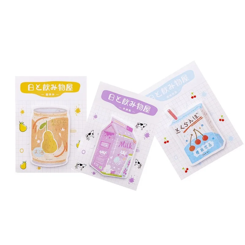 

Cute Kawaii Various Drink Shapes Sticky Note Simple Solid Color Memo Pad Planner Stickers Notepads Office School Supplies