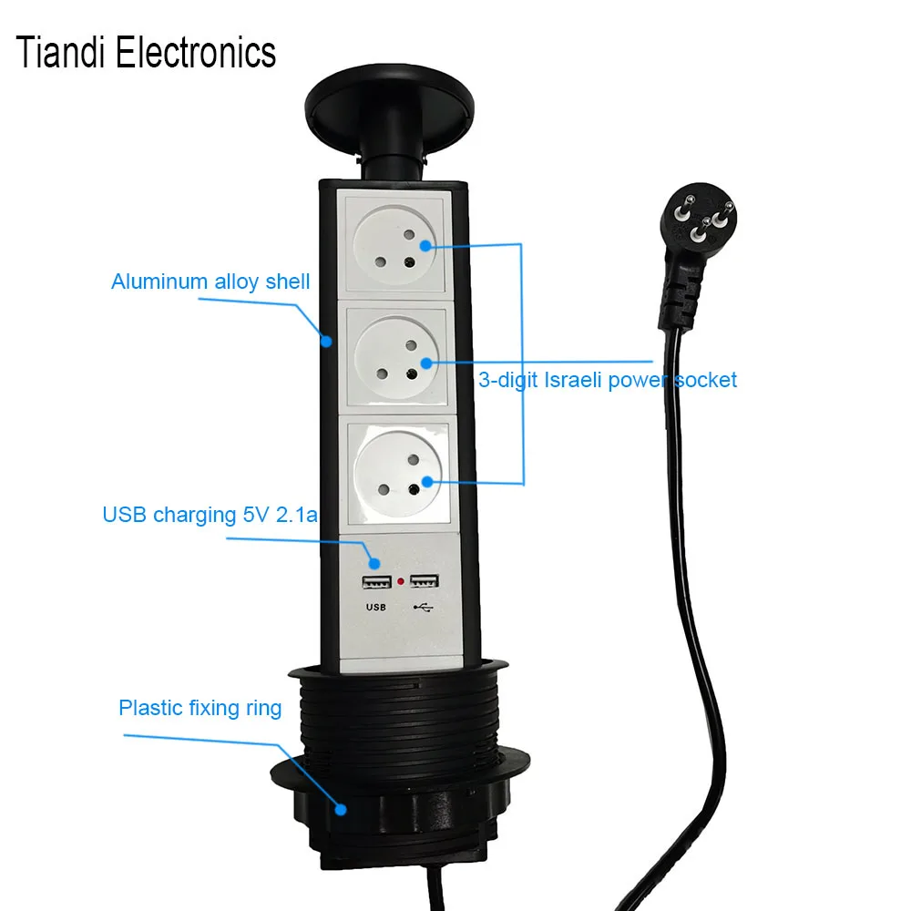 tower multifunction socket 3 digit israeli standard jack pull out outlet for kitchen office table and cabinet with usb charging free global shipping