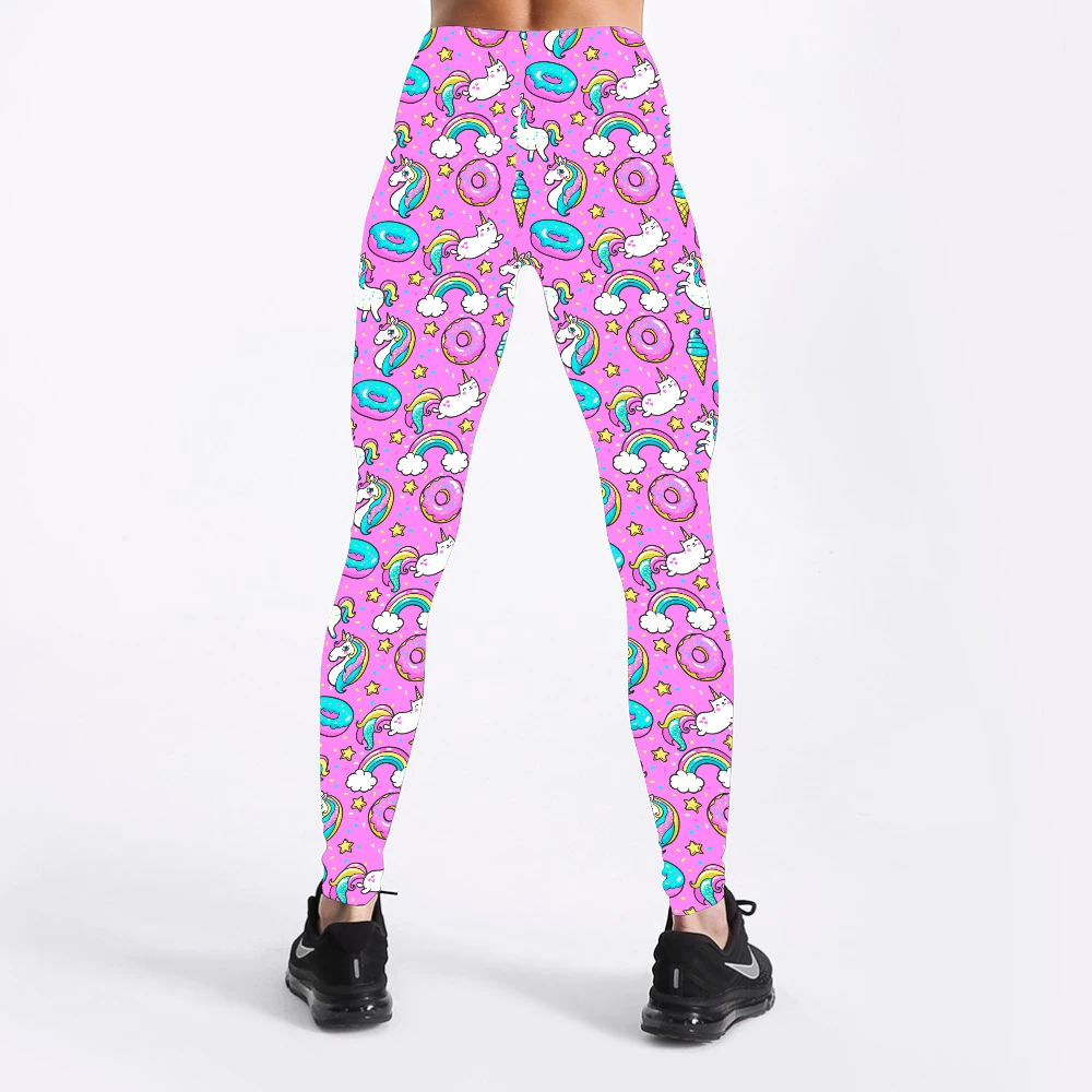 Женские леггинсы с единорогом и пончиком супер мягкие из кожи персика эластичной