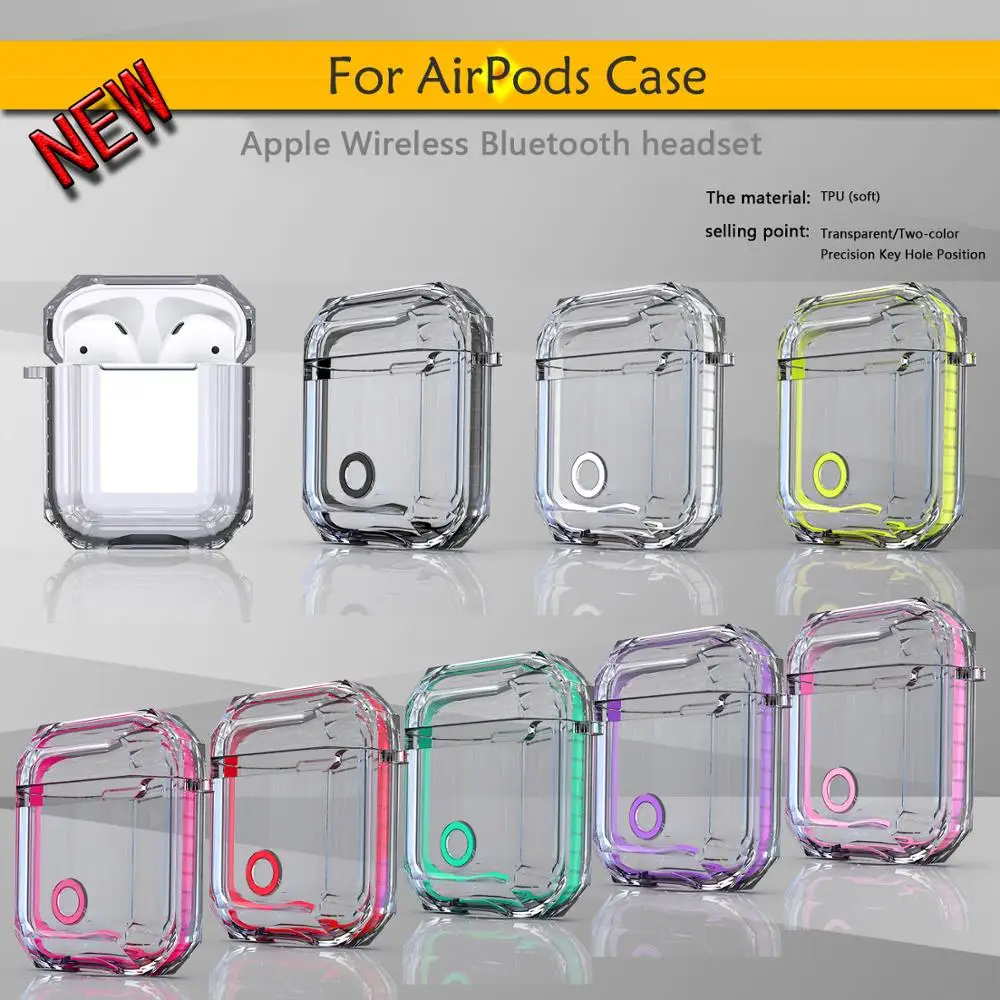 Для Apple AirPods 2 Чехол Сумка прозрачный, Мягкий Силиконовый противоударный защитный чехол для AirPods 2 Earpods чехол Аксессуары