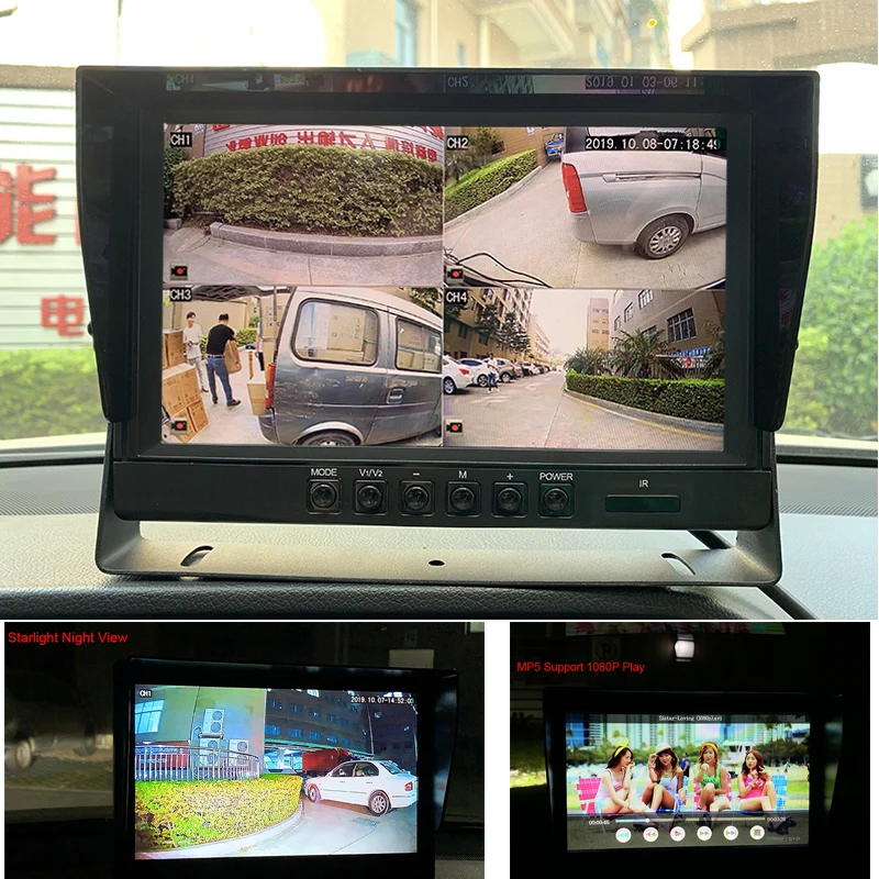 GreenYi HD AHD 1920*1080P 9 дюймов IPS экран автомобиля 4CH DVR видео рекордер для контроля уровня