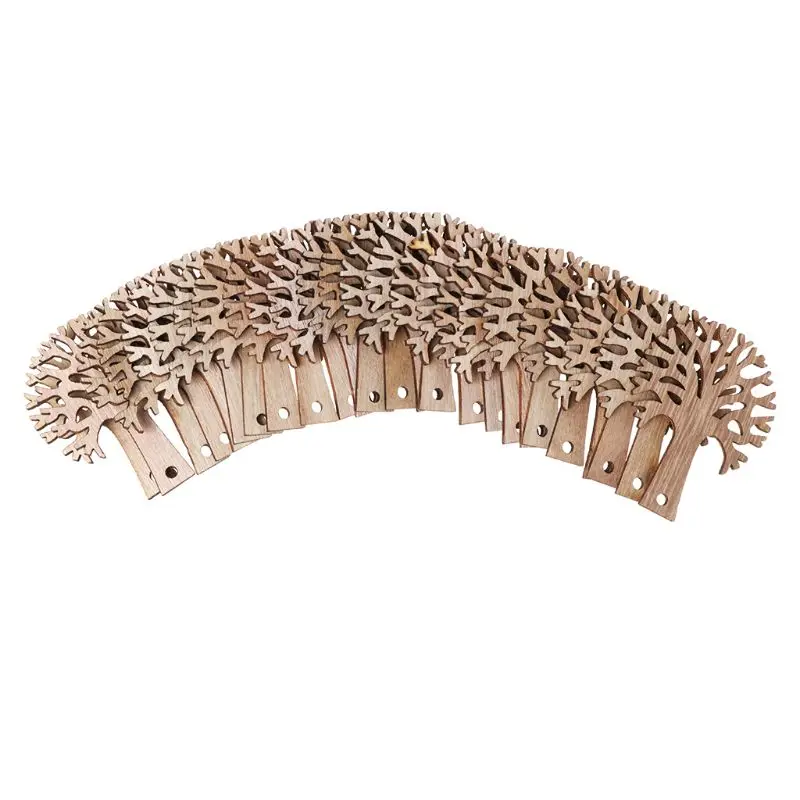 25 шт лазерная резка деревянное дерево украшение деревянная форма ремесло