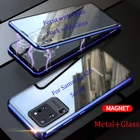 Роскошный двухсторонний защитный Магнитный чехол с полным покрытием 360 градусов для Samsung Galaxy S20 Plus, металлический магнитный чехол с закаленным стеклом и магнитом