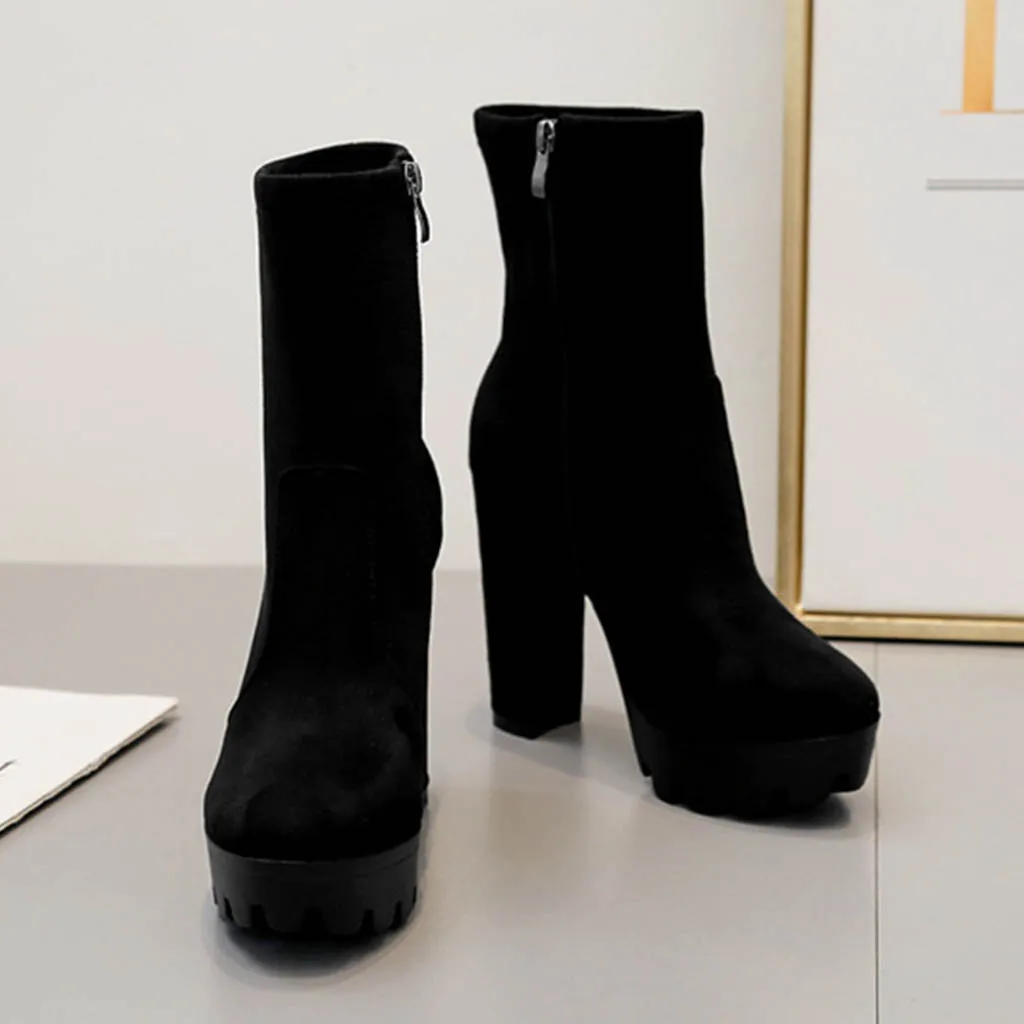 SAGACE Autumn And Winter High Heels Ankle Boots Platform Ladies Shoes Casual Party High-Heeled Short Boot Women | Обувь