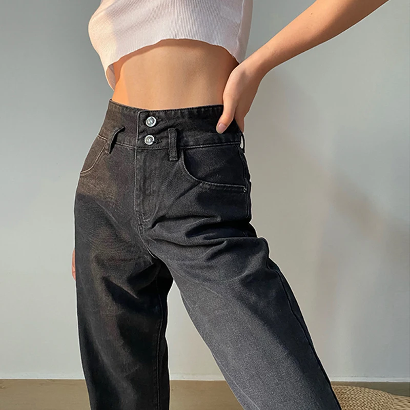 Mom Jeans Woman High Waist Denim Washed Trousers Female 2021 New Fashion Mom Pants Oversize Vintage Clothes Streetwear