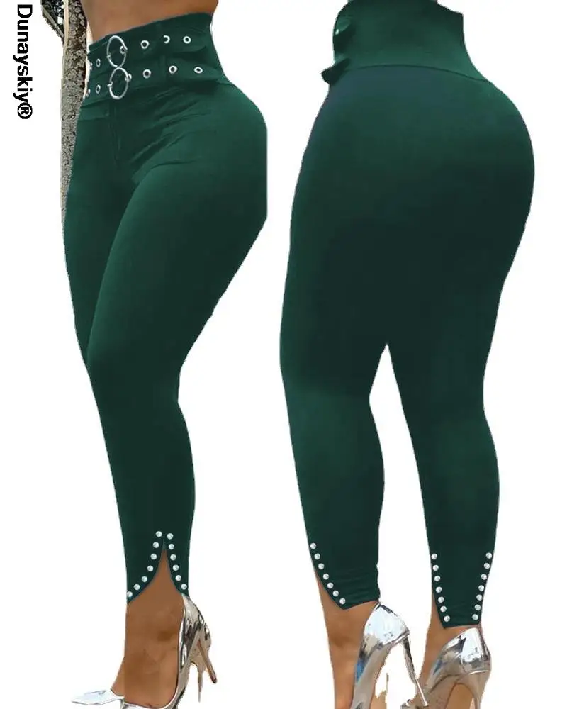 

2021 Women High Waist Skinny Stretchy Pencil Pants With Belt Ladies Sexy Slim Fit Leggings Female Hip Lift Long Trousers