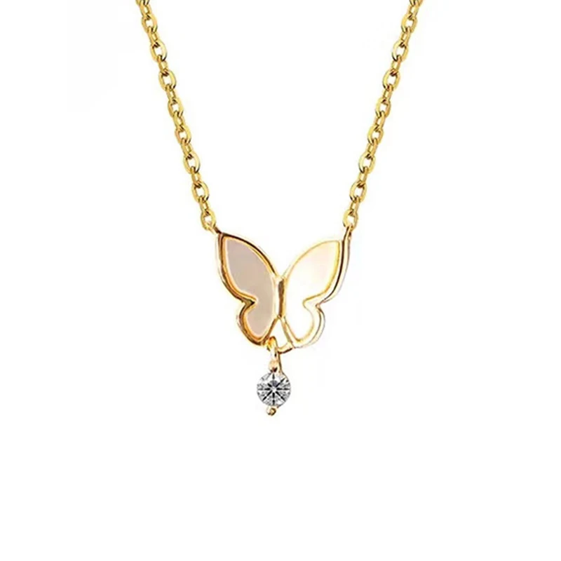 

925 Sterling Silver Butterfly Necklace For Women Long Wild Clavicle Chain Crystal Tassel Pendant Refined Stylish Mujer Gift