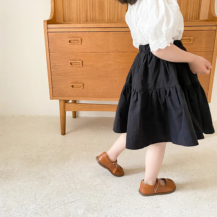 Летняя Милая однотонная Пышная юбка для маленькой принцессы хлопковая