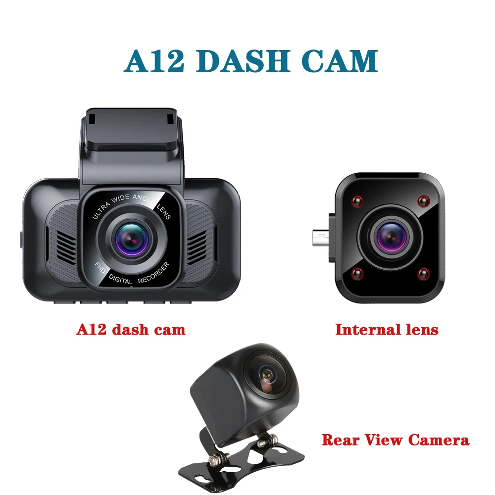 A12-RVC-lens Aiba A12 WDR 1296P Встроенный WiFi APP видеорегистратор ночного видения автомобильный видеорегистратор с тремя объективами видеорегистратор заднего вида автомобильный видеорегистратор 24-часовая парковка видеорегистрат - Название цвета: A12-RVC-lens