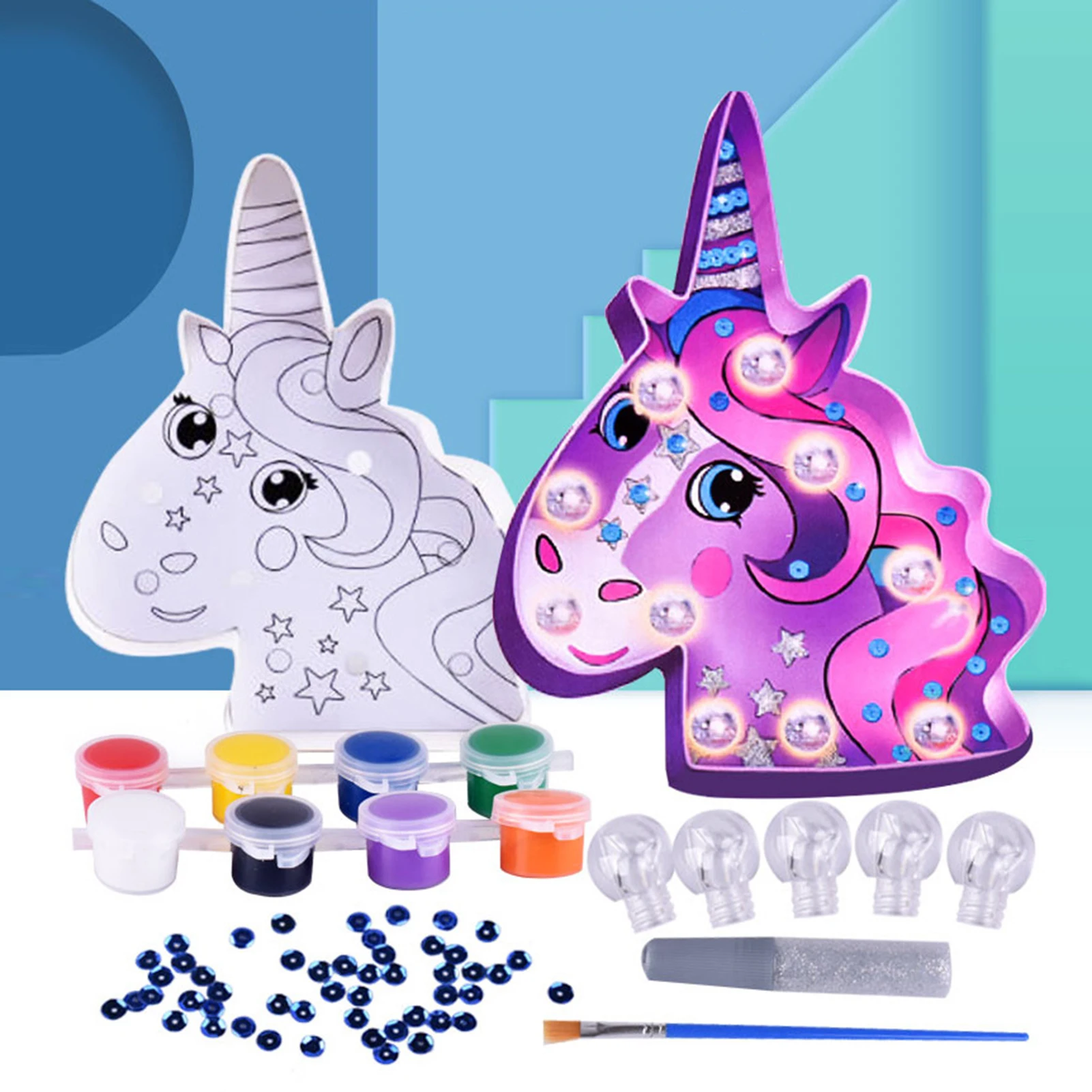 

3D Nightlight Painting Kit Plastic DIY Lighted Flamingo Alpaca Animal Craft No Battery Child 6-12Y Kids Baby Gifts