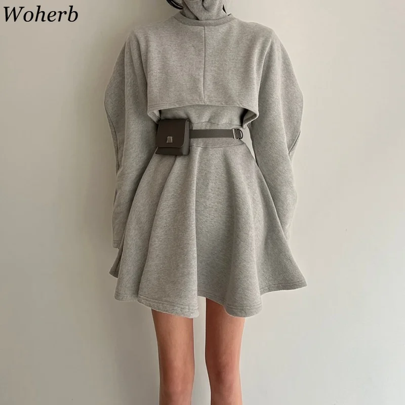 Woherb повседневный комплект из двух предметов женские укороченные пуловеры +