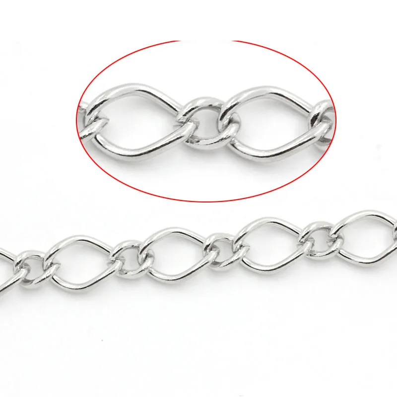 

DoreenBeads Alloy silver color chains 10mm x7mm( 3/8" x 2/8") 6mm x5mm( 2/8" x 2/8"), 1 M Hot new