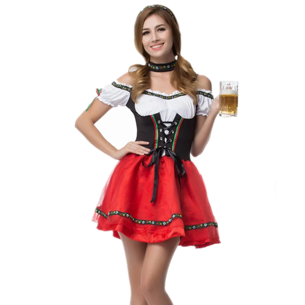 

Октоберфест Костюм традиционной китайской баварского пива официантка, горничная наряд Косплэй; Костюм на карнавал или Хэллоуин; Нарядное в...