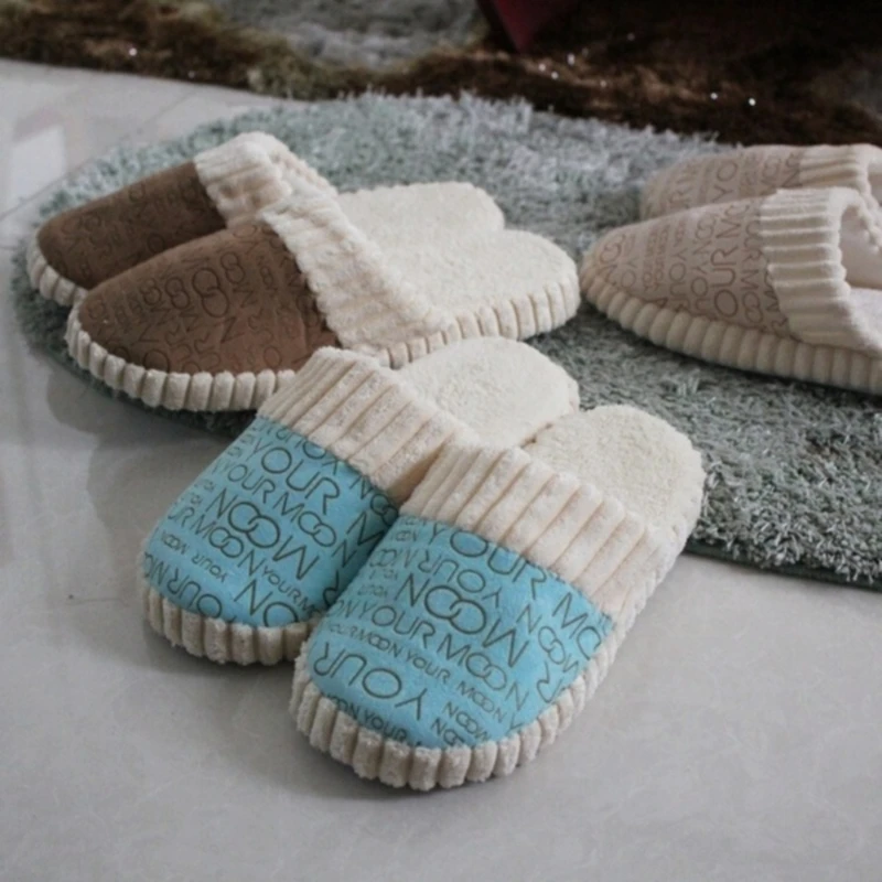 

Women Indoor Slippers Warm Plush Anti Slip Lovers Home Slides 2022 Winter Shoes Woman Men House Floor Slippers