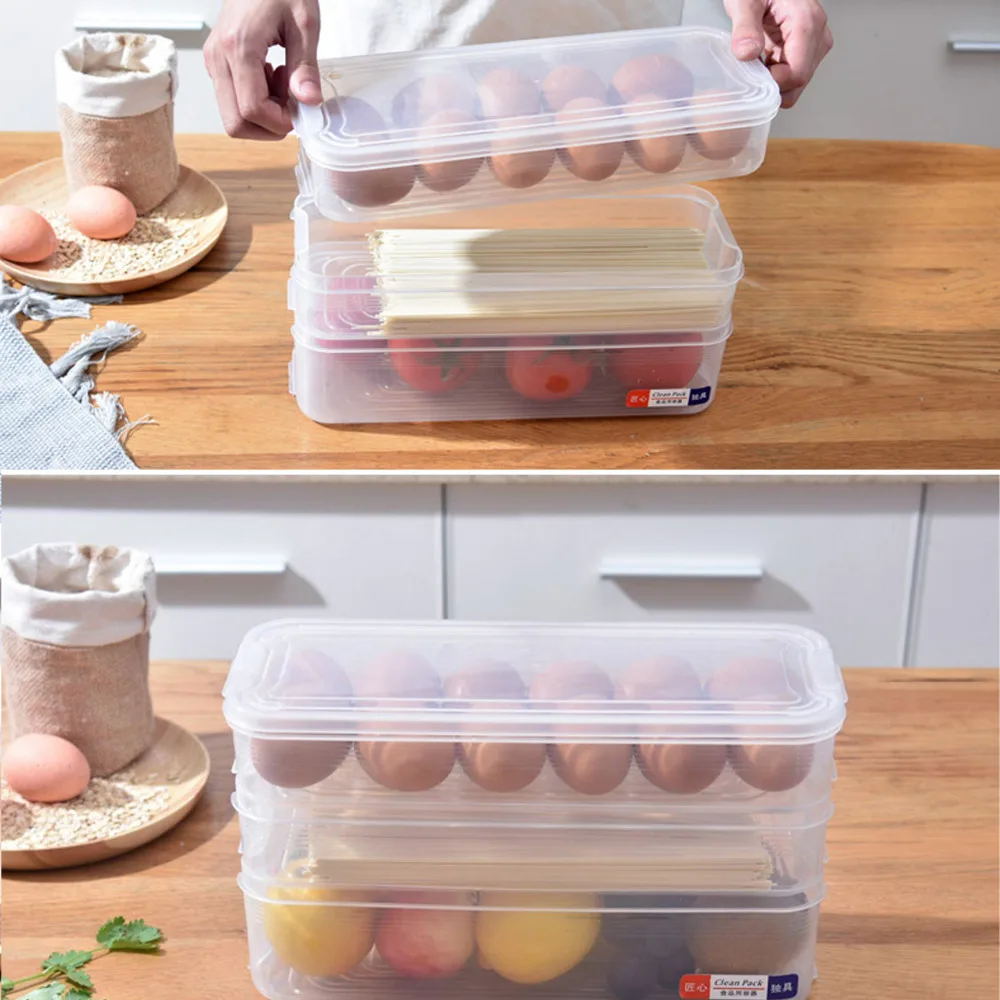 

Plastic Storage Bins Refrigerator Storage Box Food Storage Containers with Lid for Kitchen Fridge Cabinet Freezer Desk Organizer