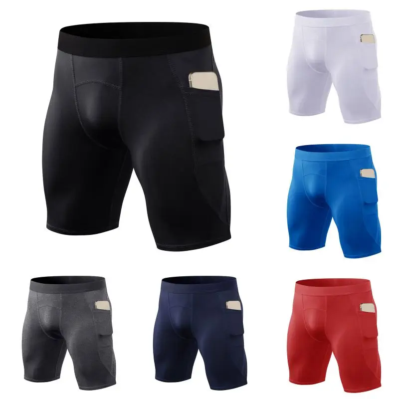 

Men's Sports Shorts Tight-fitting Training Leather Belt Pocket Breathable Stretch Running Fitness Sports Shorts For Men