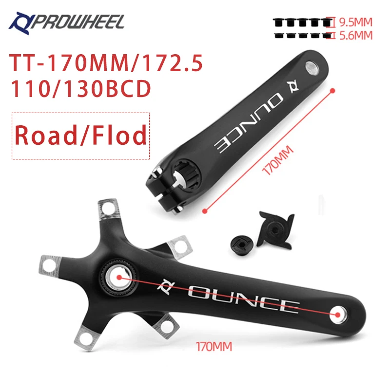 

Prowheel 110BCD 130BCD Crank 170mm 172.5mm Bicycle Crank Set Aluminum Alloy Bike Crank for Road Folding Bike Cycling Accessories