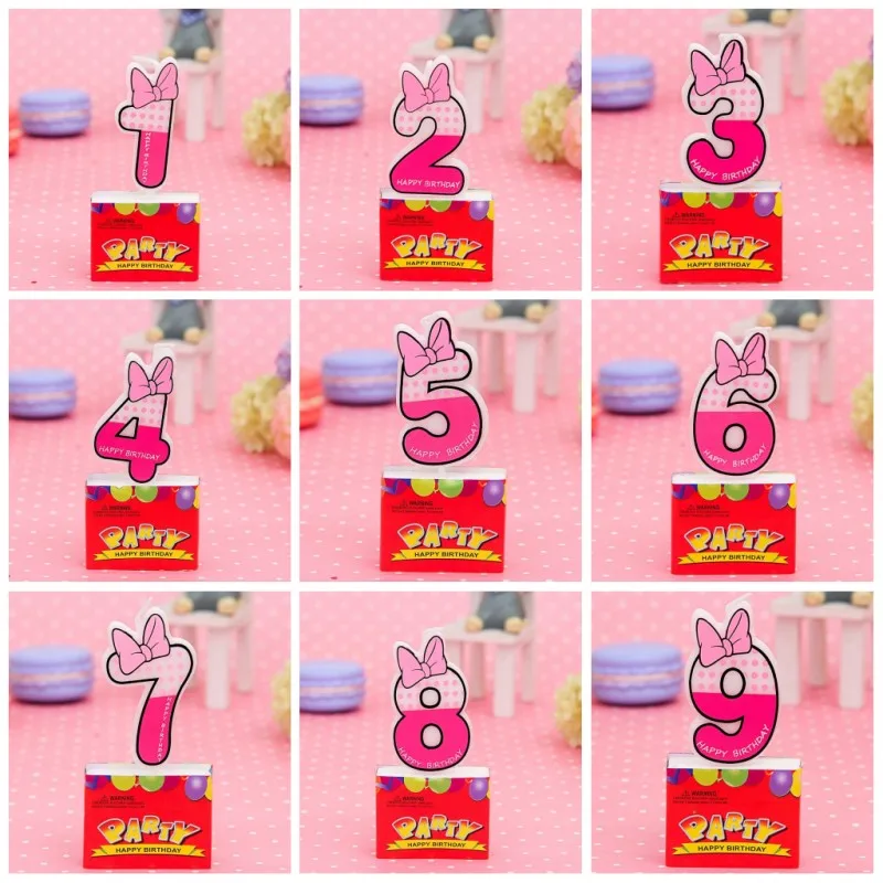 Женская свеча Минни Маус 0-9 украшение для свечи на день рождения с бабочкой