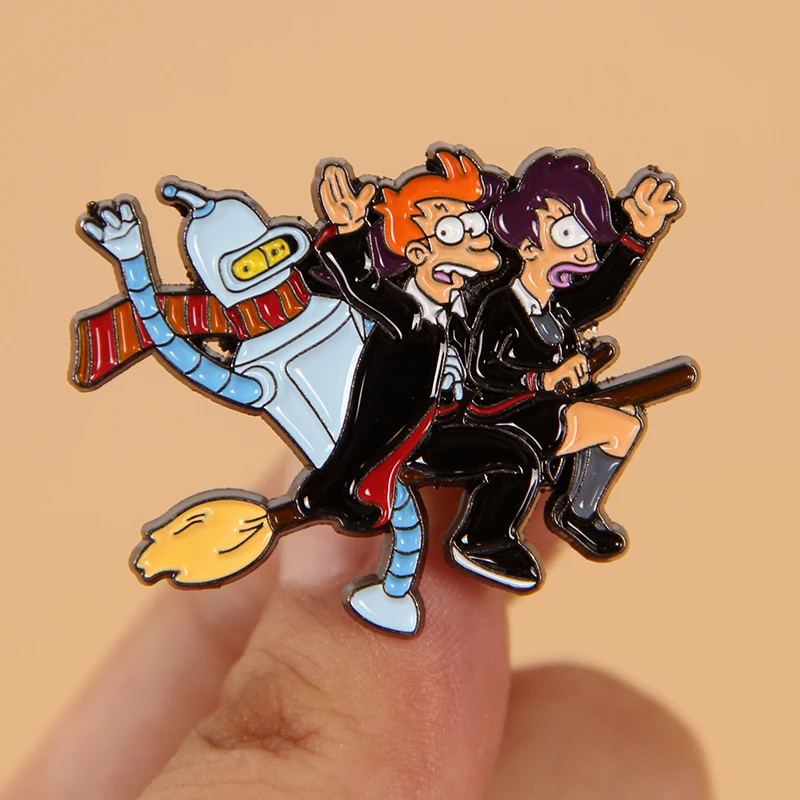 

Anime Fry Magic Broom Ride Enamel Brooch Pin Jeans Lapel Hard Metal Pins Brooches Badges Exquisite Jewelry Accessories Gifts