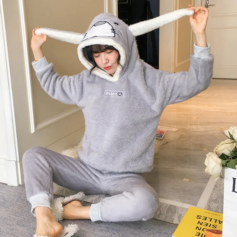 Рождественская Пижама Женская Зимняя шерстяная теплая бархатная утепленная