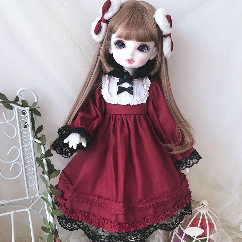 Одежда для кукол BJD красное платье костюм 1/6 YOSD 1/4 MSD Blyth аксессуары + украшение