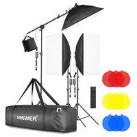 neewer 3 pack led softbox lighting kit with color filter softbox 48w led light head with 2 4g remote light stand boom arm