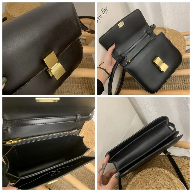 

Luxury Designer Metal Buckle Crossbody Bags For Women Solid Color Sqaure Women Shoulder Bag Pu Leather Women's Handbags Tofu Bag