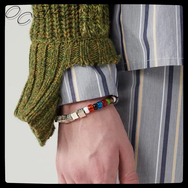 

SexMara 20FW New Hip Hop Punk Personality Colorful Beads Pendant Fashion Letter Block Necklace For Men Women Girls Jewelry Gift