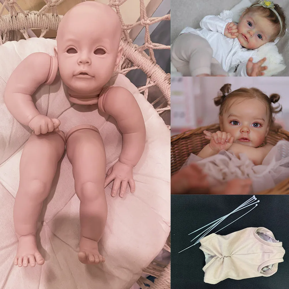 

22inch Toy Blank DIY Unpainted Soft Vinyl Toddler Reborn Doll Kit Baby Poluplar Sue-Sue Full Limbs Simulation Birthday Gift