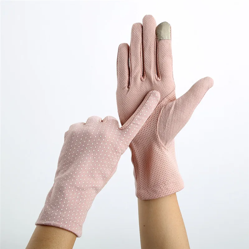 

Howfits Spring Summer Driving Gloves Women Touch Screen Thin Cotton UV Sun Against Non Slip Riding Car Glove Mittens