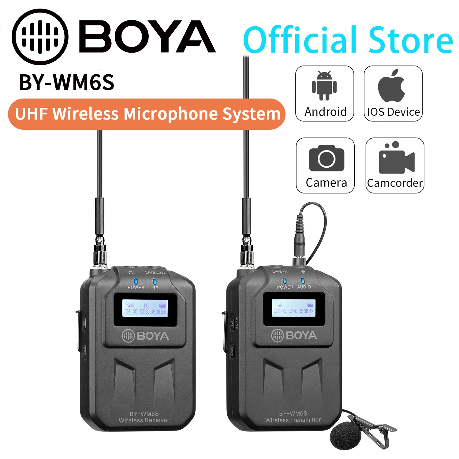 

BOYA BY-WM6S UHF Streaming Wireless Microphone for Mobile Phone Smartphone Tablet DSLR Camera Camcorder Audio Recorder Blogger
