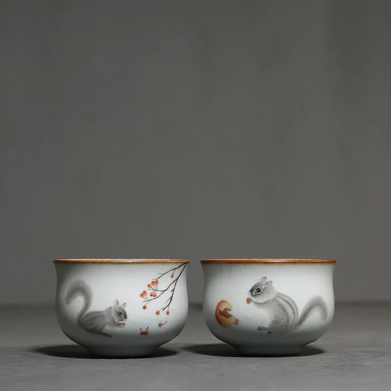 Ручная роспись белка вишня керамический чехол чашка чайная Gaiwan чаша кунг фу пуэр