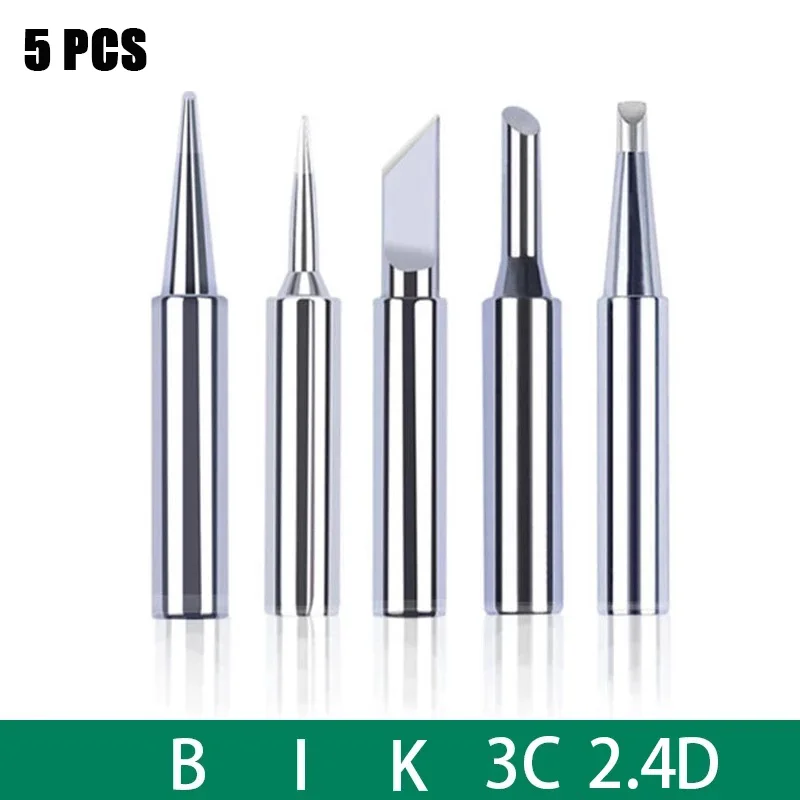 

5 Pcs I+B+K+2.4D+3C Soldering Iron Pure Copper 900M Soldering Iron Head Set Inside Hot Bare Copper Electric Soldering Iron Tips